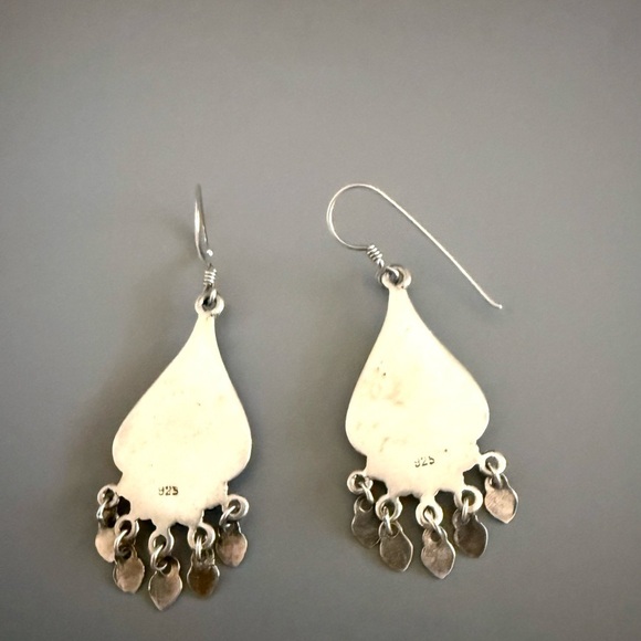 Vintage Sterling Silver Mother of Pearl Chandalier Earrings - Picture 3 of 4